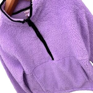 No Boundaries Lavender Purple Sherpa Fleece Quarter Zip Pullover L 11-13